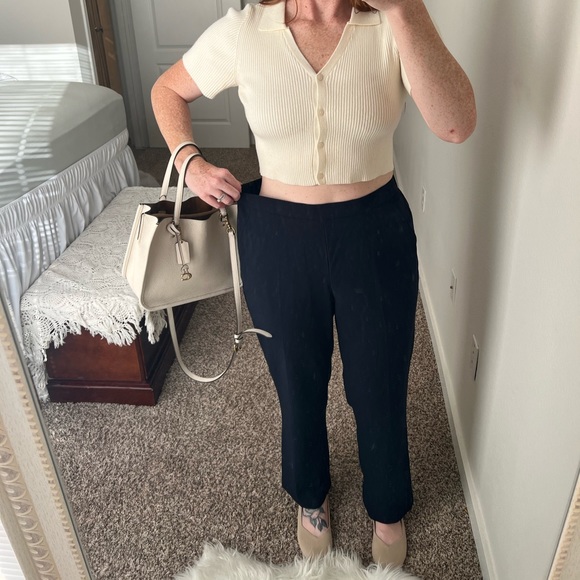 VINTAGE, CLASSIC Navy Pull-on Trousers (high waist, straight leg) - Picture 2 of 5